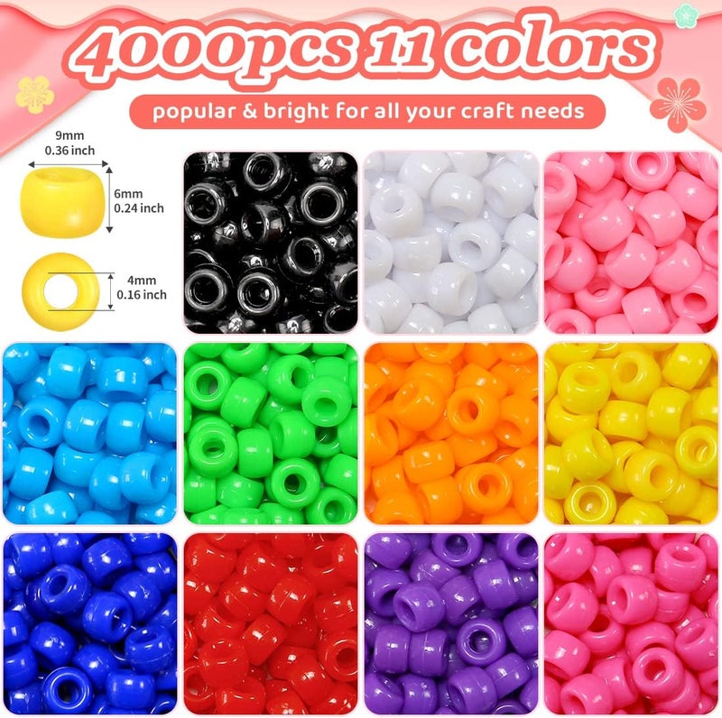 IOOLEEM 4000pcs Pony Beads, 11 Colors, Bulk Beads for Crafts, DIY, Bracelets Making - Image 2